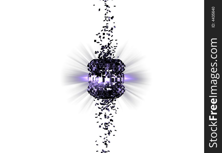 Purple light exploding outward from the object that held it captive. Purple light exploding outward from the object that held it captive.