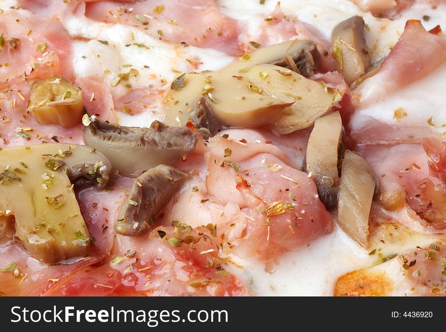 Closeup background of Italian pizza, selective focus. Closeup background of Italian pizza, selective focus