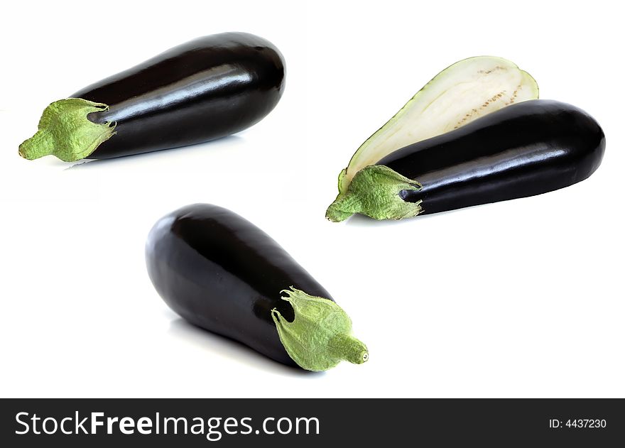 Three variation aubergine isolated on white background