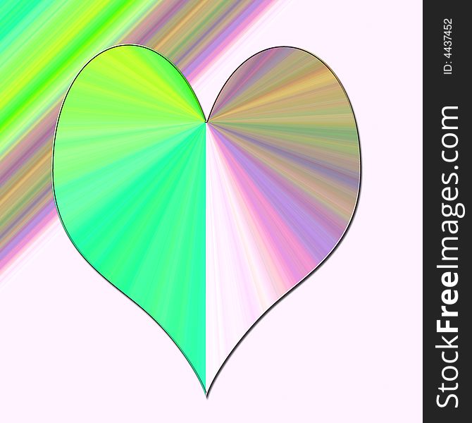 Green and pink heart on pastel gradient background. Green and pink heart on pastel gradient background