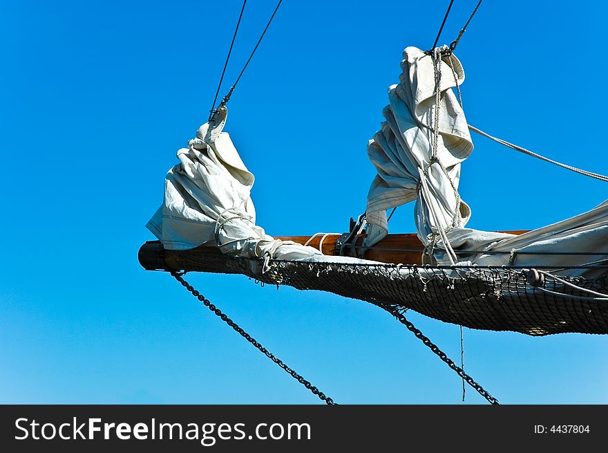 Sailing boat anchored to the shore on a summer day. Sailing boat anchored to the shore on a summer day