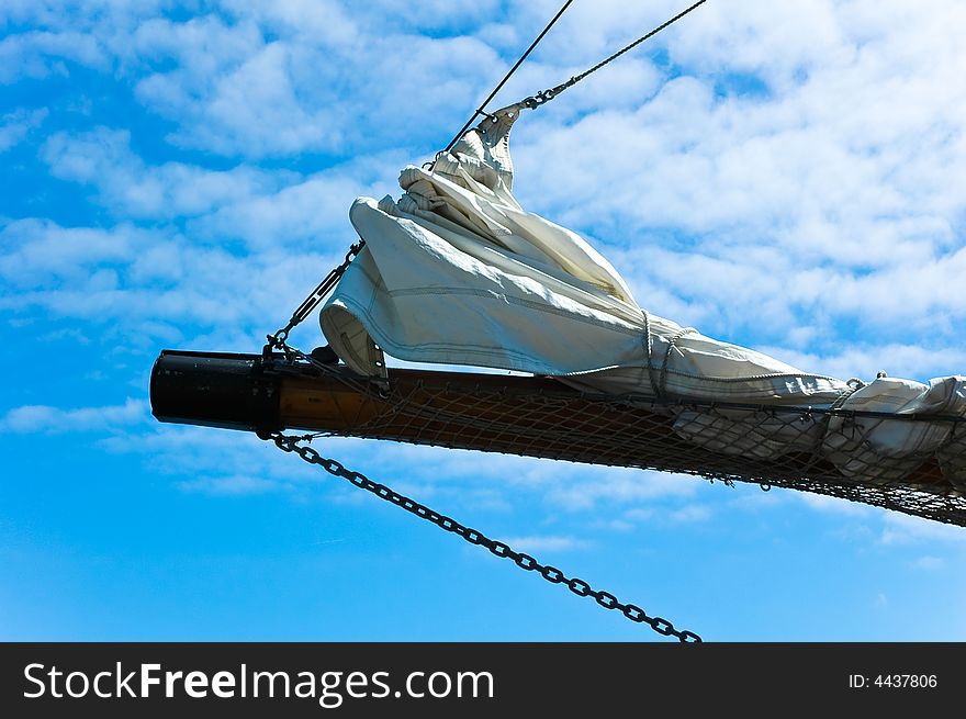 Sailing boat anchored to the shore on a summer day. Sailing boat anchored to the shore on a summer day