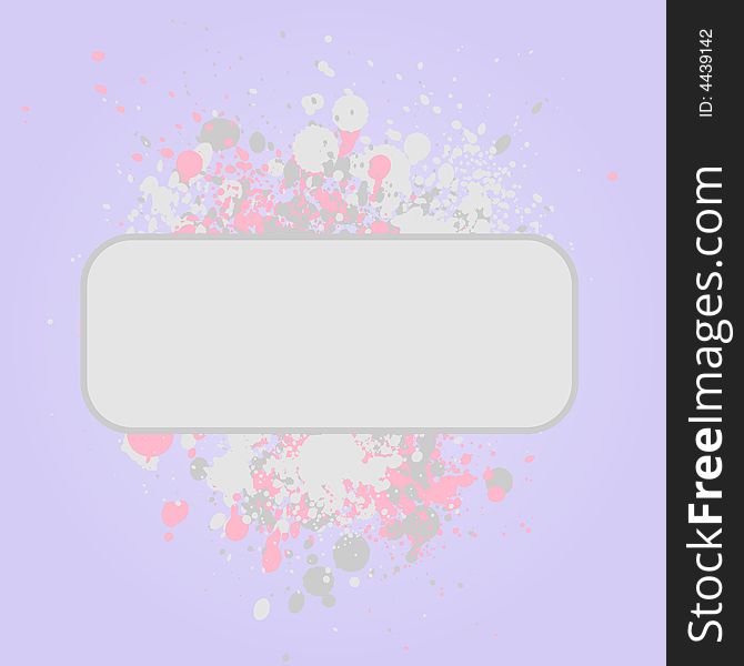 Graphic illustration of pastel grunge splats against purple gradient background with blank frame for text or image. Graphic illustration of pastel grunge splats against purple gradient background with blank frame for text or image.