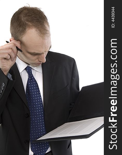 Businessman while checking of important documents. Businessman while checking of important documents