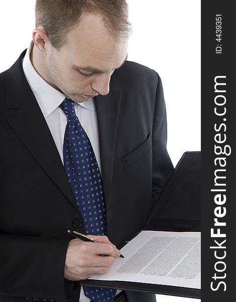 Businessman while checking of important documents. Businessman while checking of important documents