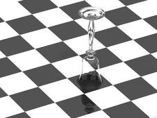 Wine Glass On Chess Board Stock Images