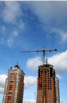 Crane And Two Buildings Stock Image Crane And Two Buildings Stock Image