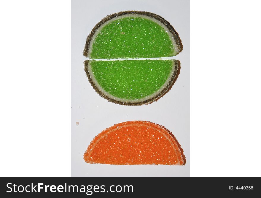 Pies of fruits on white background