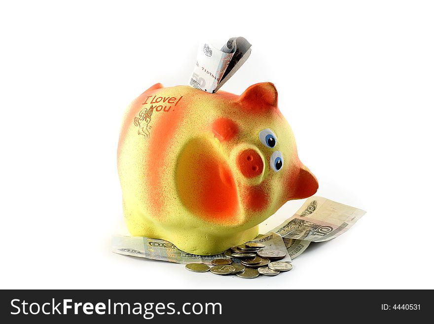 Piggy bank on white background isolated