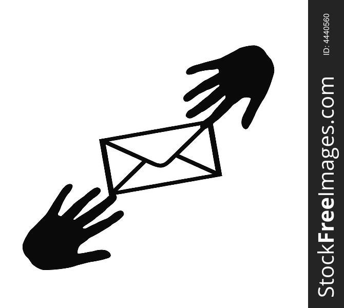 Envelope passing from hand to hand illustration. Envelope passing from hand to hand illustration