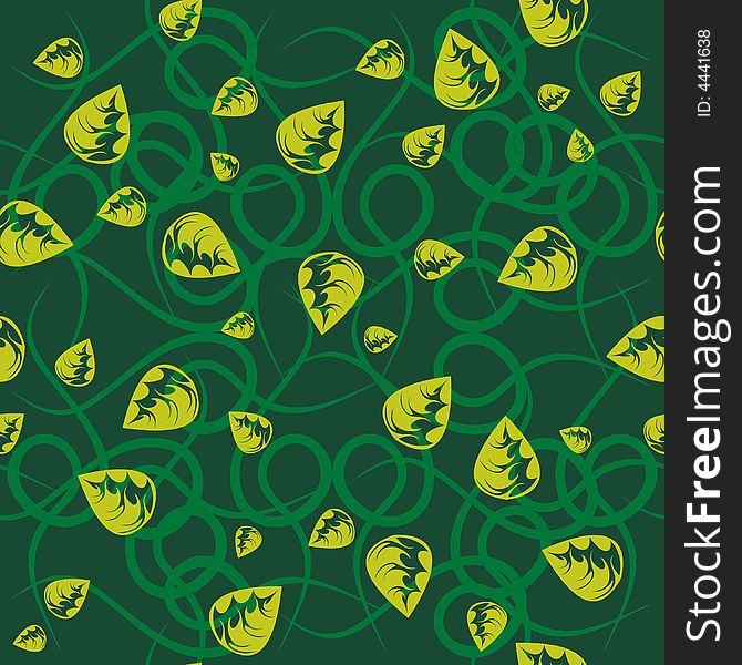 Green Revival Floral Seamless Pattern