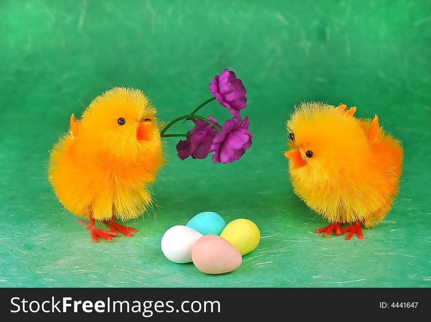 Spring love for two easter chick decorations. Spring love for two easter chick decorations
