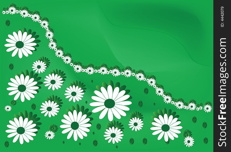 Green and white flowers background. Green and white flowers background