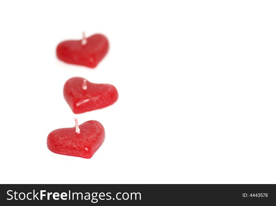 Three candle hearts isolated on white background