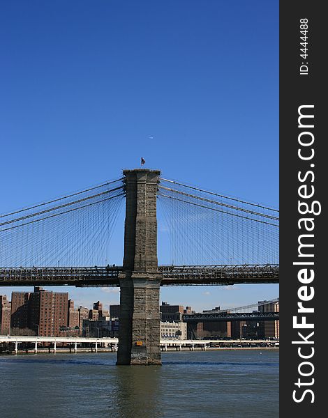 Main tower of the Brooklyn Bridge. Main tower of the Brooklyn Bridge