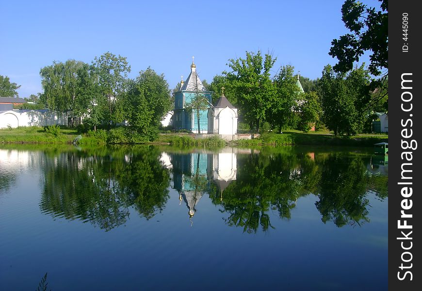 A wonderful small church placed on the river. A wonderful small church placed on the river