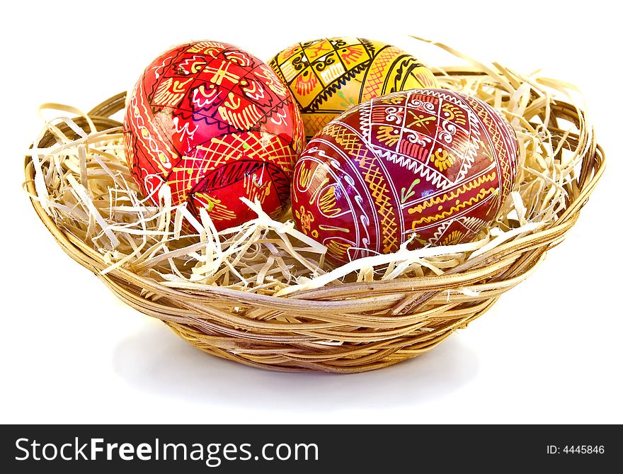 Three easter eggs in the basket