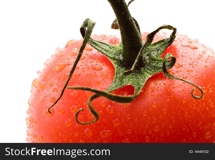 A part of red fresh tomato. A part of red fresh tomato
