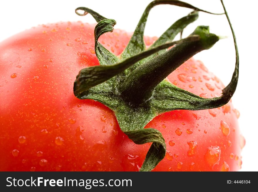 A part of red fresh tomato. A part of red fresh tomato