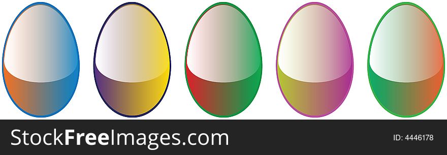 5 Easter Egg High Quality Glossy Button Icons Vector Illustrations. 5 Easter Egg High Quality Glossy Button Icons Vector Illustrations