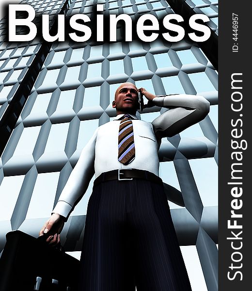 A concept image of a businessman standing in front of a building. A concept image of a businessman standing in front of a building.
