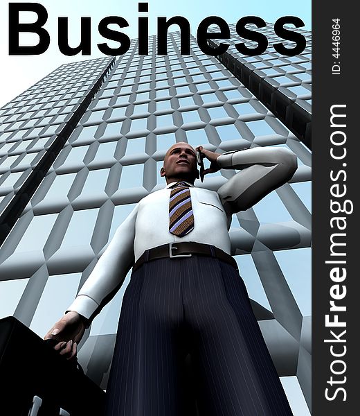 A concept image of a businessman standing in front of a building. A concept image of a businessman standing in front of a building.