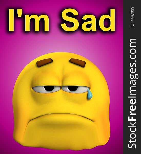 A conceptual image of a very sad cartoon face. A conceptual image of a very sad cartoon face.