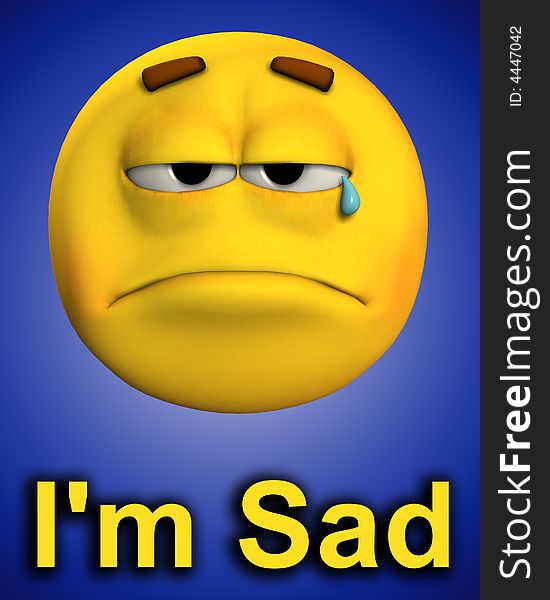 A conceptual image of a very sad cartoon face. A conceptual image of a very sad cartoon face.