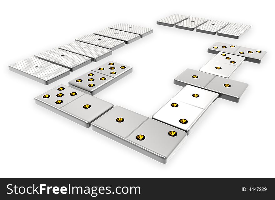 Game of domino, 3d rendering