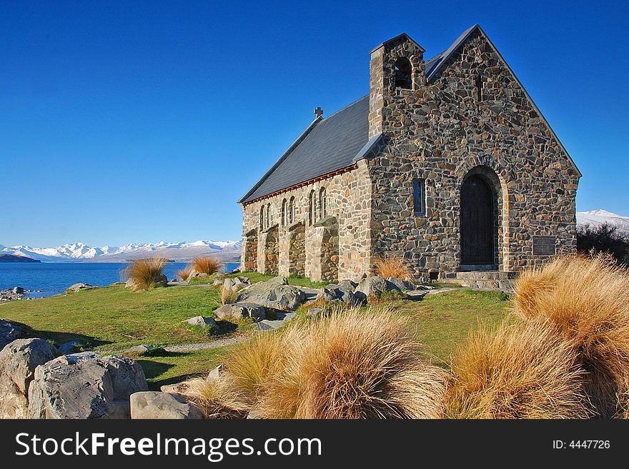 The church of the Good Shepherd on the banks of New Zealand's Lake Tekapo. The church of the Good Shepherd on the banks of New Zealand's Lake Tekapo