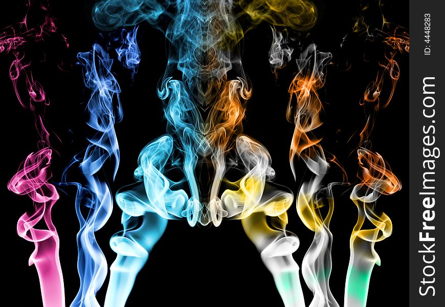Smoke trails in different colors. Smoke trails in different colors