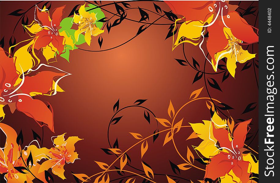 Autumn floral background, abstract flower background