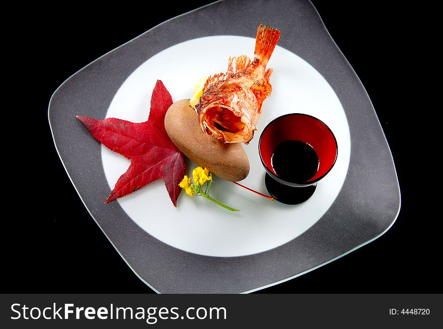 Beautiful Japanese Dish of Deep fried Lion Fish