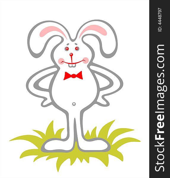 Amusing bunny isolated on a white background. Easter illustration. Amusing bunny isolated on a white background. Easter illustration.