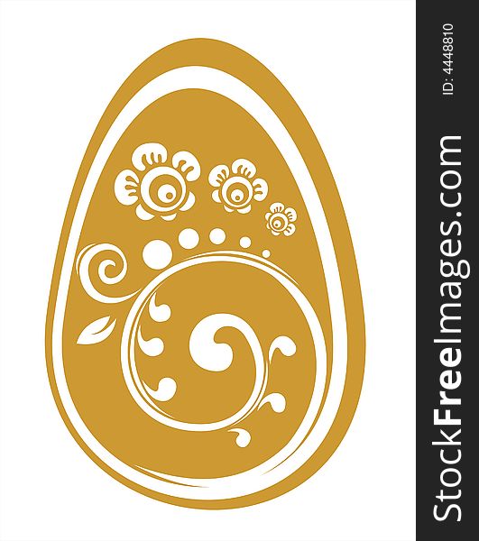 Easter egg and gold flower pattern isolated on a white background. Easter egg and gold flower pattern isolated on a white background.