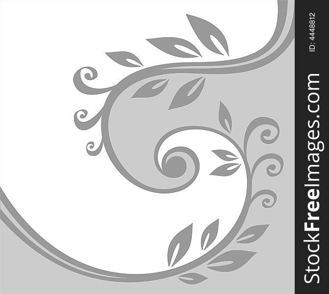 Gray stylized floral background with curls and leaves. Gray stylized floral background with curls and leaves.