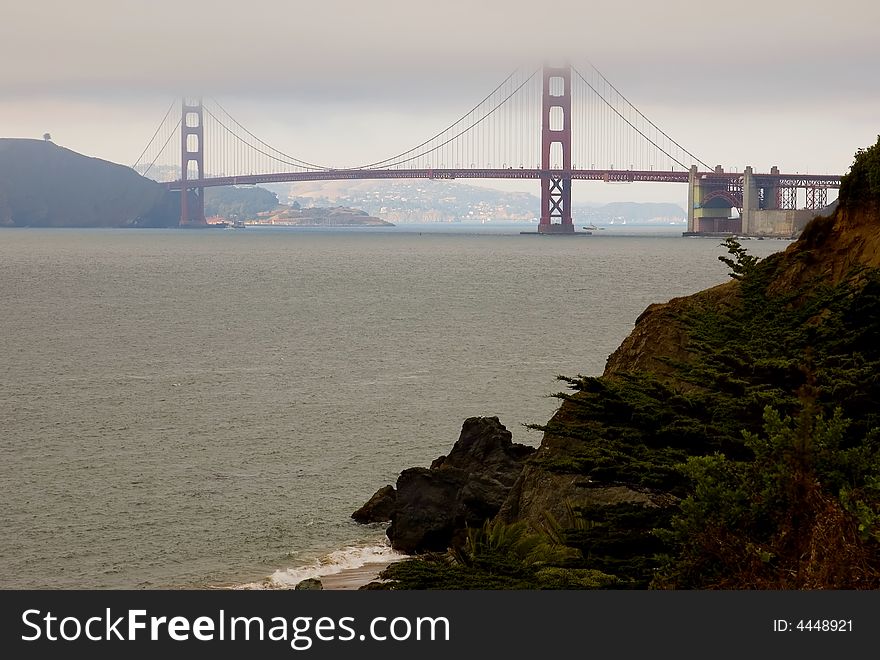 Golden Gate Bridge in a fog