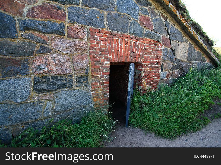 Entrance to bomb shelter in hillside