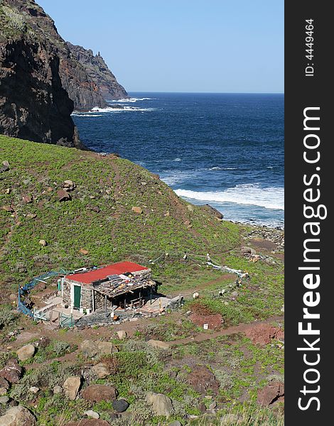 Fishermans hut on the seashore. Canary Islands. Fishermans hut on the seashore. Canary Islands