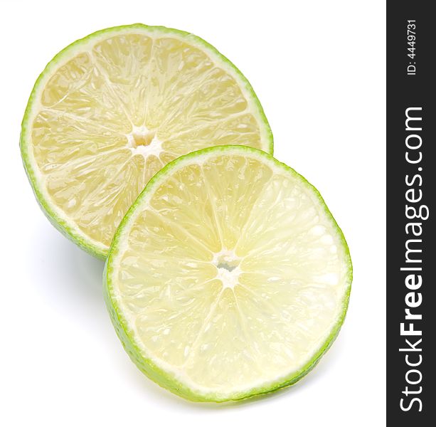 Fresh  lime Slices on the white background