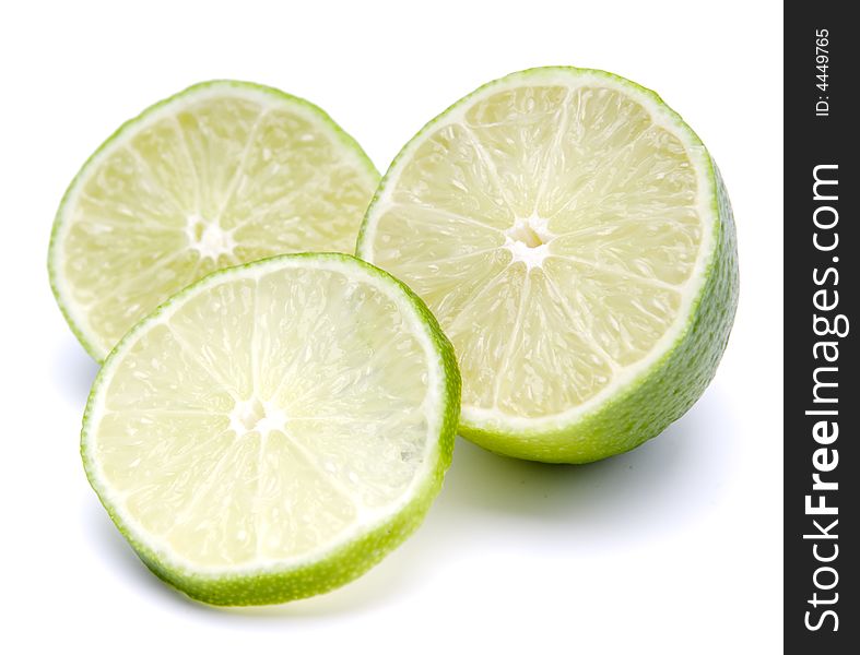Fresh  lime Slices on the white background
