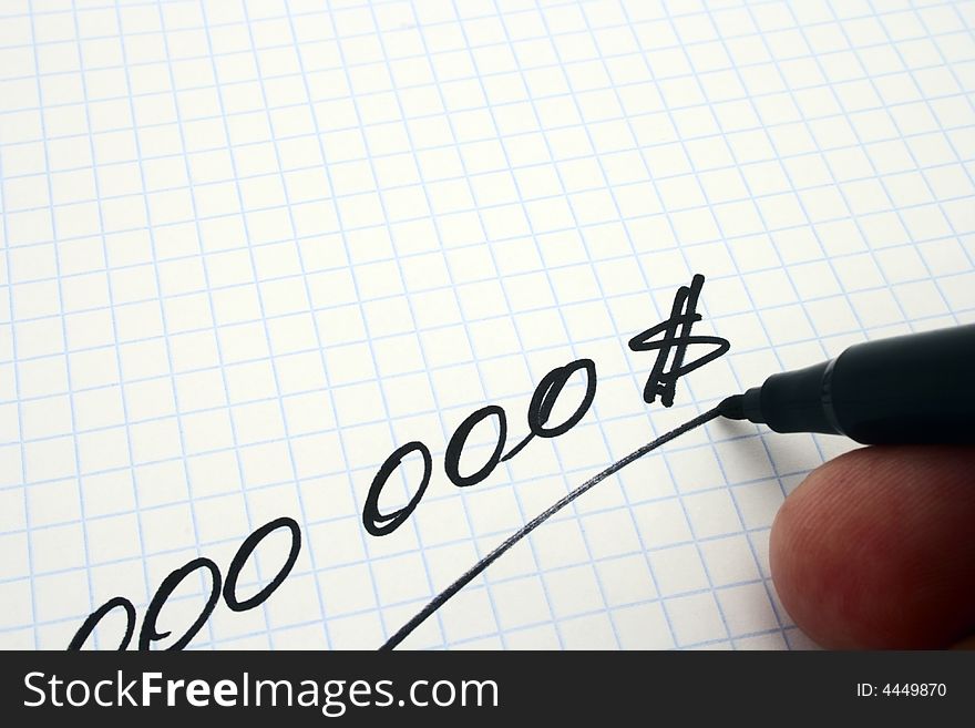 000000 dollars write on notebook sheet