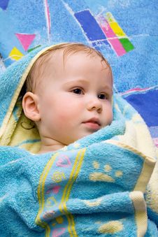 Baby After Bath Under Towel Royalty Free Stock Photography