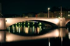 Bridge On The Saone At Night Royalty Free Stock Image Bridge On The Saone At Night Royalty Free Stock Image