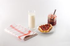 Milk And Jam Breakfast Royalty Free Stock Photography