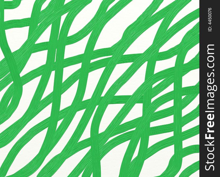 Green lines on a white paper. It is made manually.