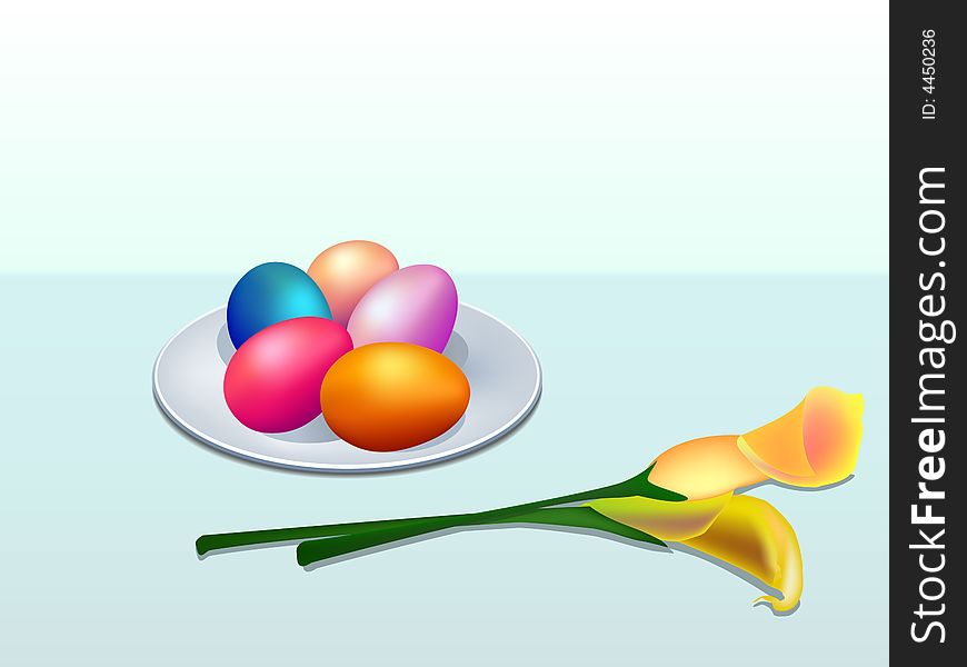 Clip-art Of Easter Eggs And Calla Lily