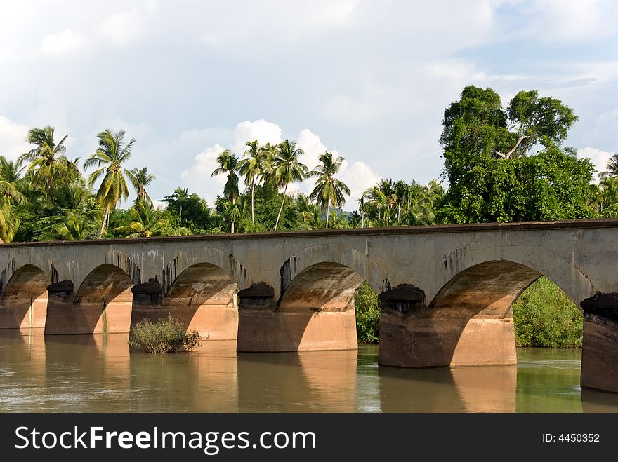 Bridge over river mekong in southern laos