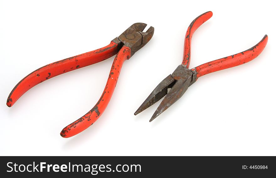 1950's or 60's Red Handle Cutters and Needle Nose Pliers. 1950's or 60's Red Handle Cutters and Needle Nose Pliers