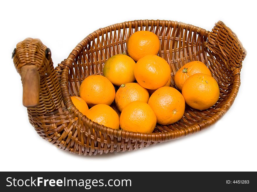 Mandarines on the tray like goose isolated